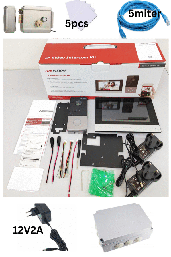 Full systems for Hikvision DS-KIS603-P(B) Video Intercom + Electronic Rim Lock